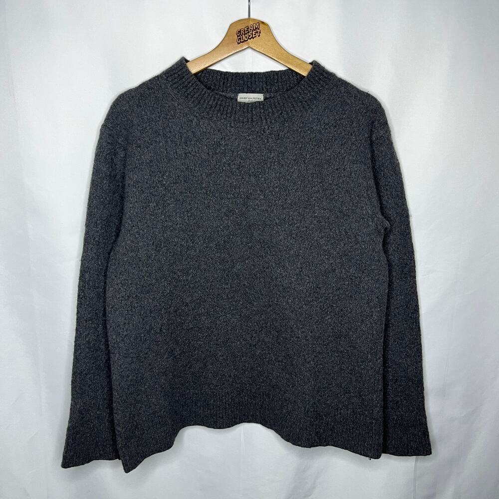 Dries Van Noten Wool Cashmere Crewneck Sweater in Grey L